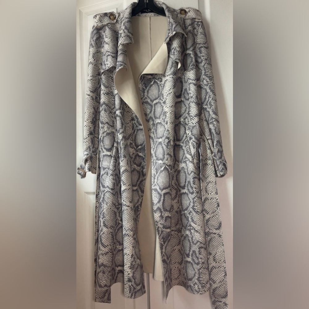 Few Moda Python Pattern Coat Duster Knee Length Size S - Picture 4 of 8
